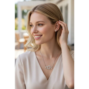 White Stag Silver Heart Necklace & Earring Set Hypoallergenic